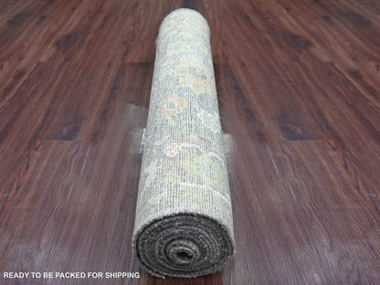 Brown 2'11" x 14'11" Oushak And Peshawar Hand knotted Wool Rug - Sku: O022194