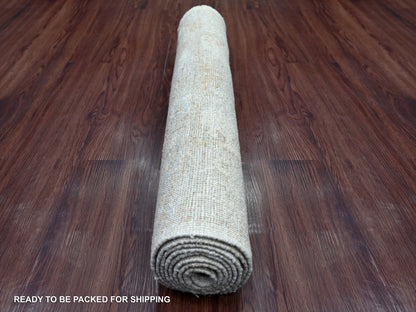 Ivory 2'10" x 7'10" Oushak And Peshawar Hand knotted Wool Rug - Sku: O022195