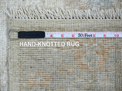 Ivory 2'10" x 7'10" Oushak And Peshawar Hand knotted Wool Rug - Sku: O022195