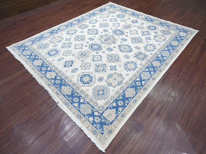Kazak Kazak hand-knotted wool rug in Ivory & Blue, 7'9" x 9'3" — SKU O022196 (view 3)