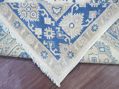 Kazak Kazak hand-knotted wool rug in Ivory & Blue, 7'9" x 9'3" — SKU O022196 (view 6)