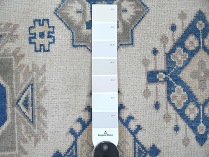Kazak Kazak hand-knotted wool rug in Ivory & Blue, 7'9" x 9'3" — SKU O022196 (view 7)