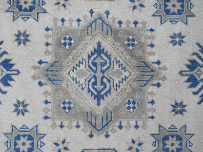 Kazak Kazak hand-knotted wool rug in Ivory & Blue, 7'9" x 9'3" — SKU O022196 (view 8)