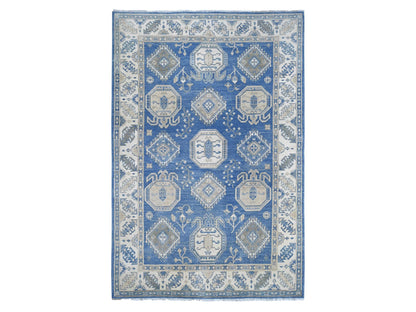 Blue 5'10" x 8'8" Kazak Hand knotted Wool Rug - Sku: O022197