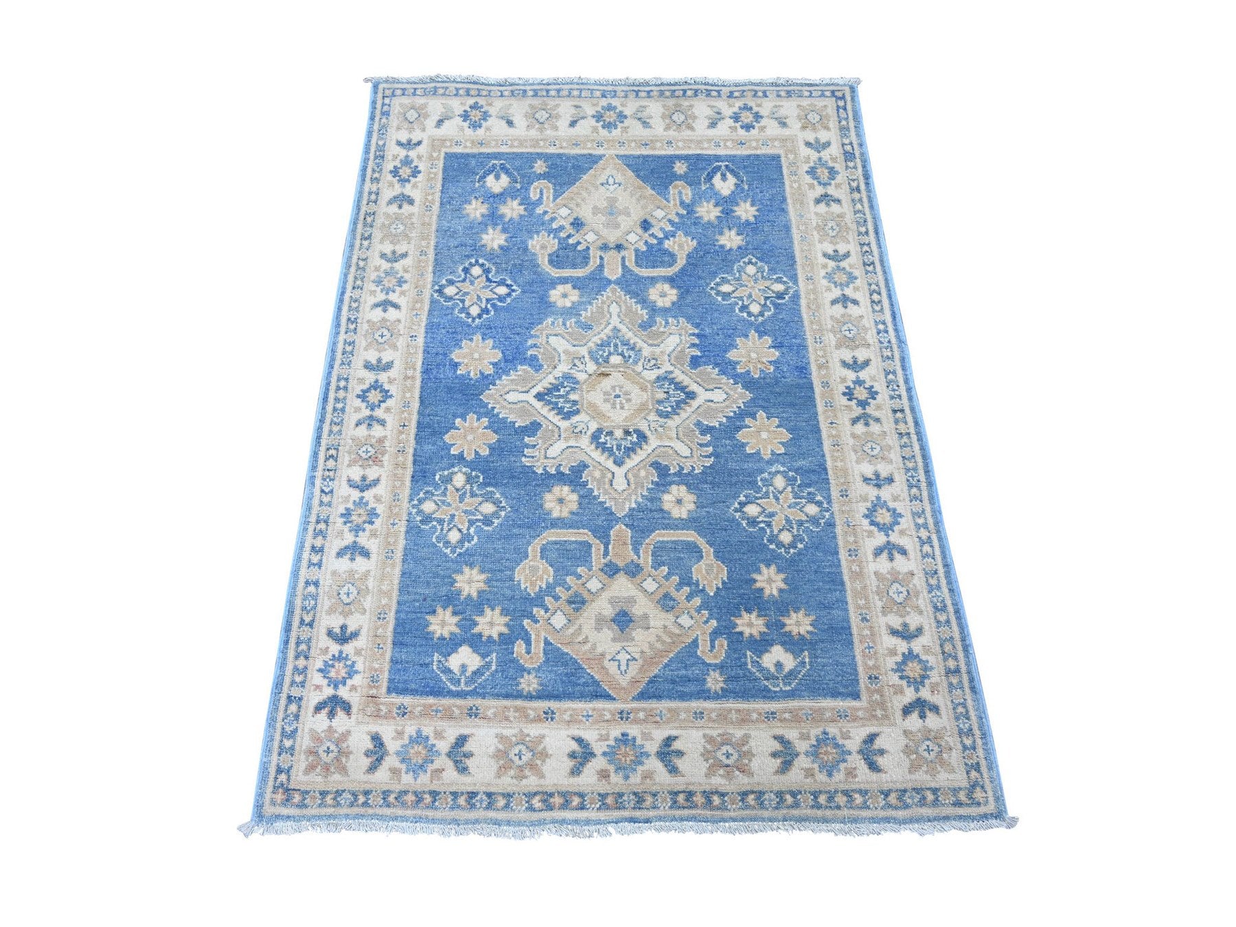 Blue 3'4" x 4'7" Kazak Hand knotted Wool Rug - Sku: O022199