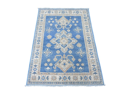 Blue 3'4" x 4'7" Kazak Hand knotted Wool Rug - Sku: O022199