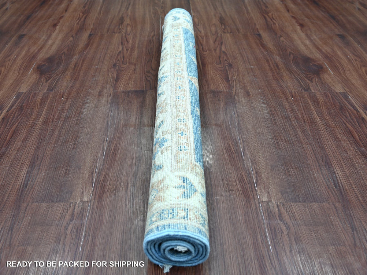 Kazak Kazak hand-knotted wool rug in Blue & Ivory, 3'4" x 4'7" — SKU O022199 (view 4)