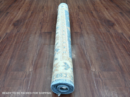 Kazak Kazak hand-knotted wool rug in Blue & Ivory, 3'4" x 4'7" — SKU O022199 (view 4)