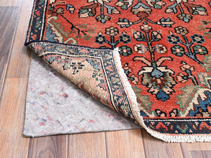 Vintage hand-knotted wool runner in Orange & Navy Blue, 2'9" x 12'2" — SKU O02219 (view 3)