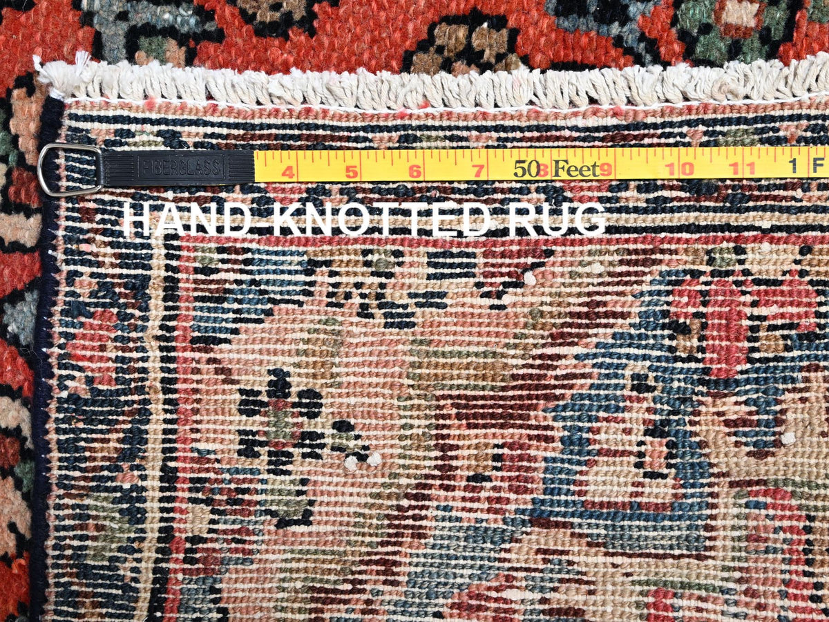Vintage hand-knotted wool runner in Orange & Navy Blue, 2'9" x 12'2" — SKU O02219 (view 7)