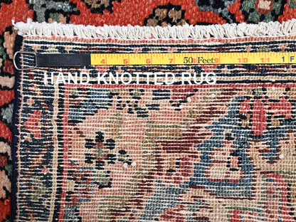 Vintage hand-knotted wool runner in Orange & Navy Blue, 2'9" x 12'2" — SKU O02219 (view 7)