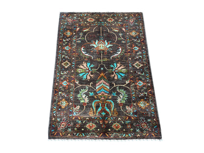 Brown 2'8" x 3'8" Tribal & Geometric Hand knotted Wool Rug - Sku: O022200