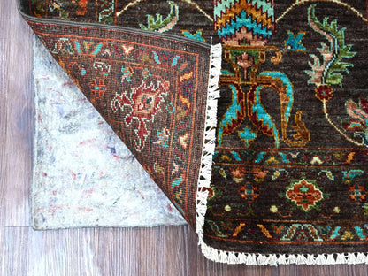 Brown 2'8" x 3'8" Tribal & Geometric Hand knotted Wool Rug - Sku: O022200