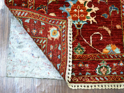 Tribal & Geometric hand-knotted wool runner in Red & Rust Red, 2'9" x 8'3" — SKU O022202 (view 2)