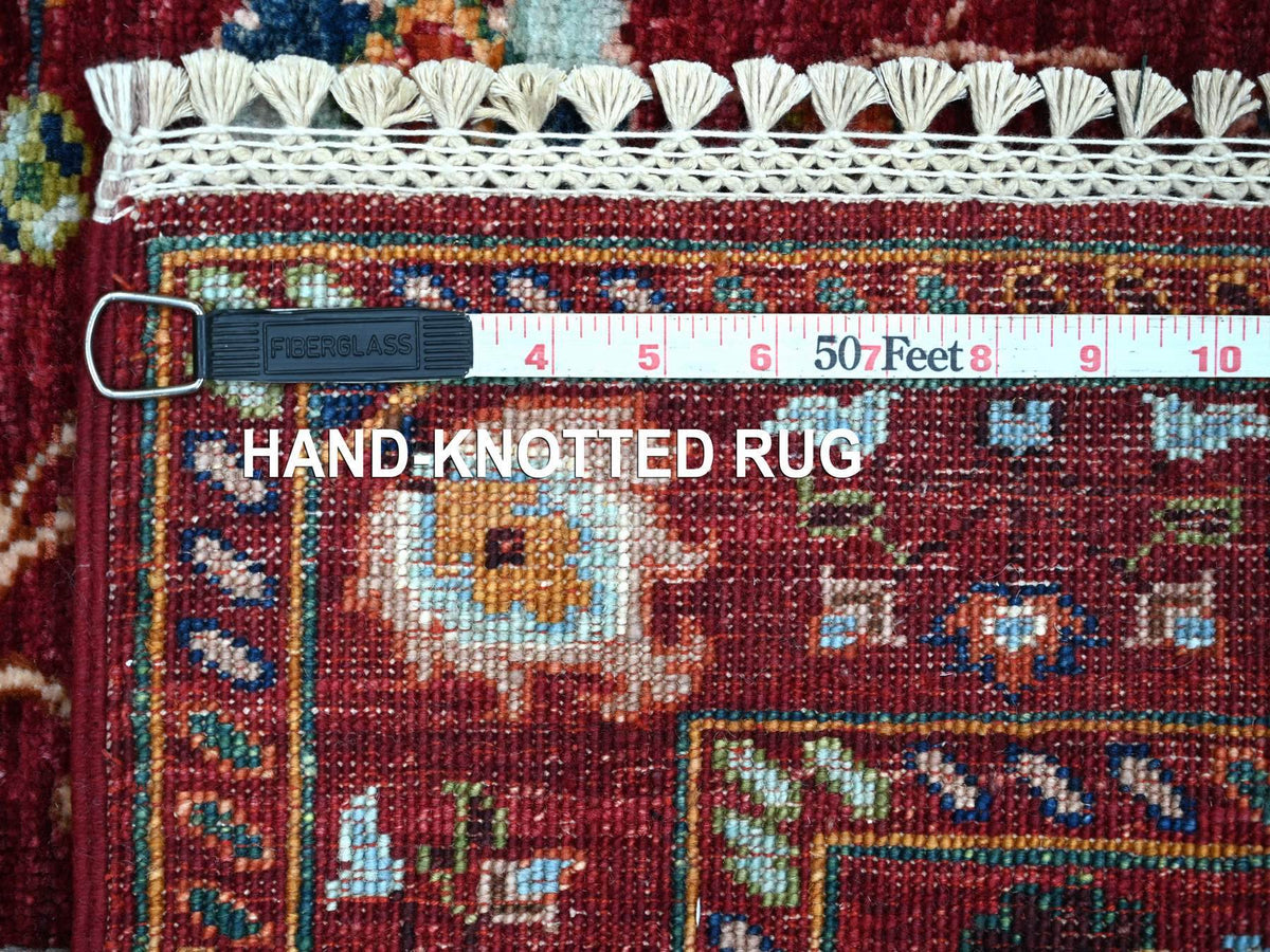 Tribal & Geometric hand-knotted wool runner in Red & Rust Red, 2'9" x 8'3" — SKU O022202 (view 6)