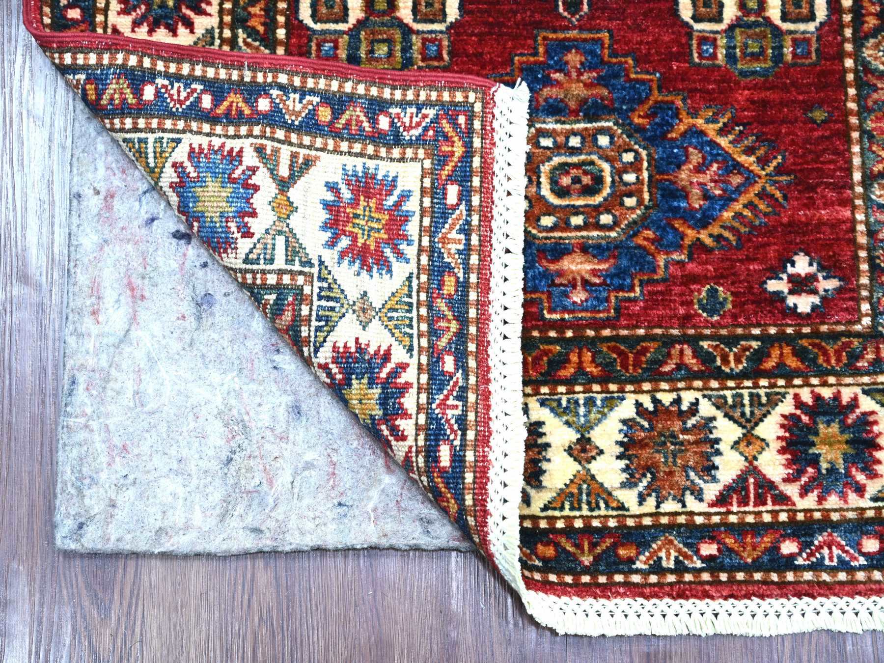 Kazak Tribal & Geometric hand-knotted wool runner in Red & Ivory, 2'8" x 12'10" — SKU O022203 (view 2)