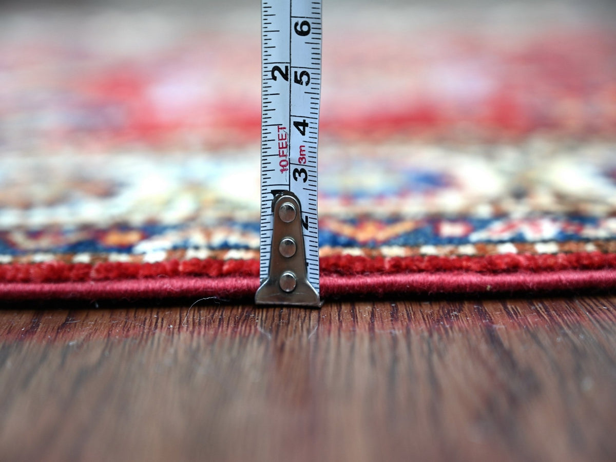 Kazak Tribal & Geometric hand-knotted wool runner in Red & Ivory, 2'8" x 12'10" — SKU O022203 (view 5)