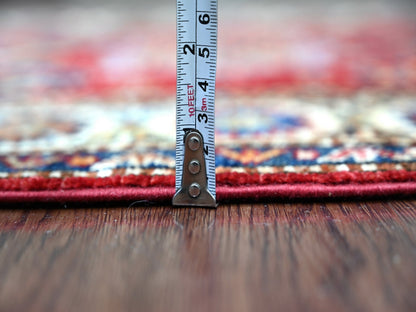 Kazak Tribal & Geometric hand-knotted wool runner in Red & Ivory, 2'8" x 12'10" — SKU O022203 (view 5)