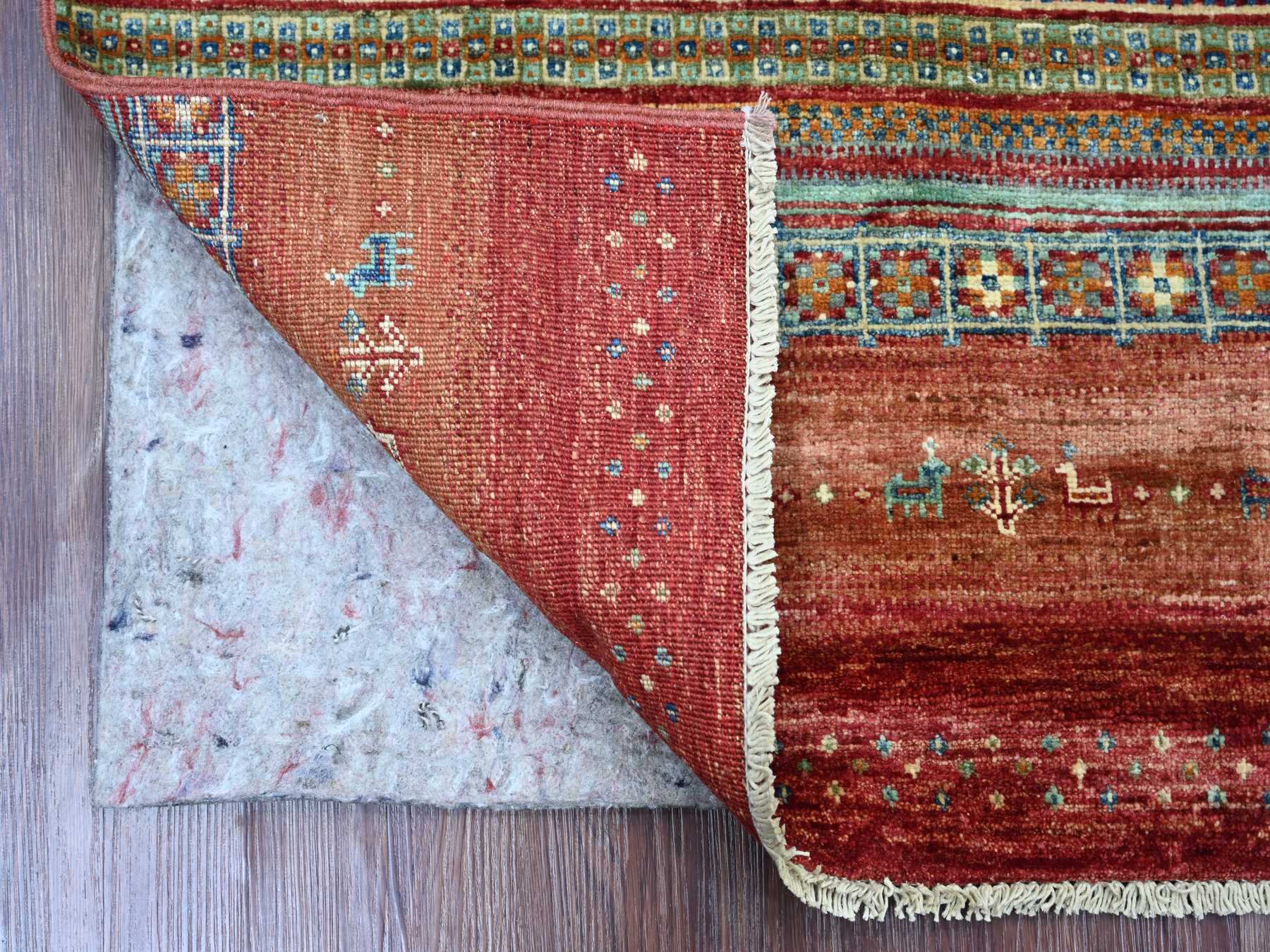 Red 2'7" x 5'0" Tribal & Geometric Hand knotted Wool Rug - Sku: O022205