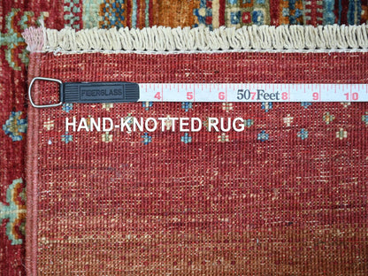 Kazak Tribal & Geometric hand-knotted wool rug in Red, 2'7" x 5' — SKU O022205 (view 6)