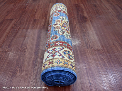 Blue 2'6" x 12'11" Tribal & Geometric Hand knotted Wool Rug - Sku: O022207