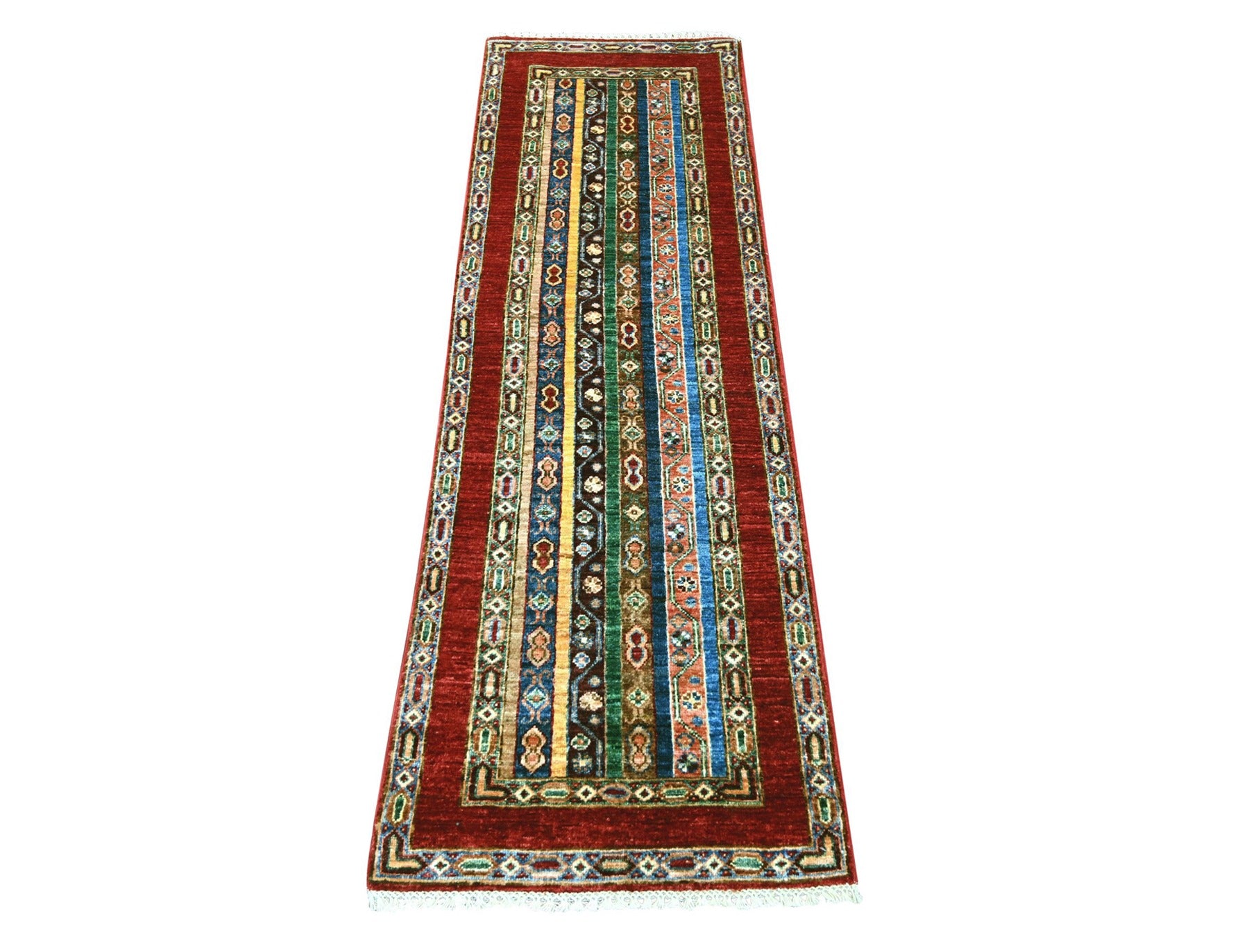 Kazak Tribal & Geometric hand-knotted wool runner in Red & Colorful, 2' x 6'1" — SKU O022208