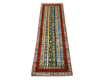 Kazak Tribal & Geometric hand-knotted wool runner in Red & Colorful, 2' x 6'1" — SKU O022208