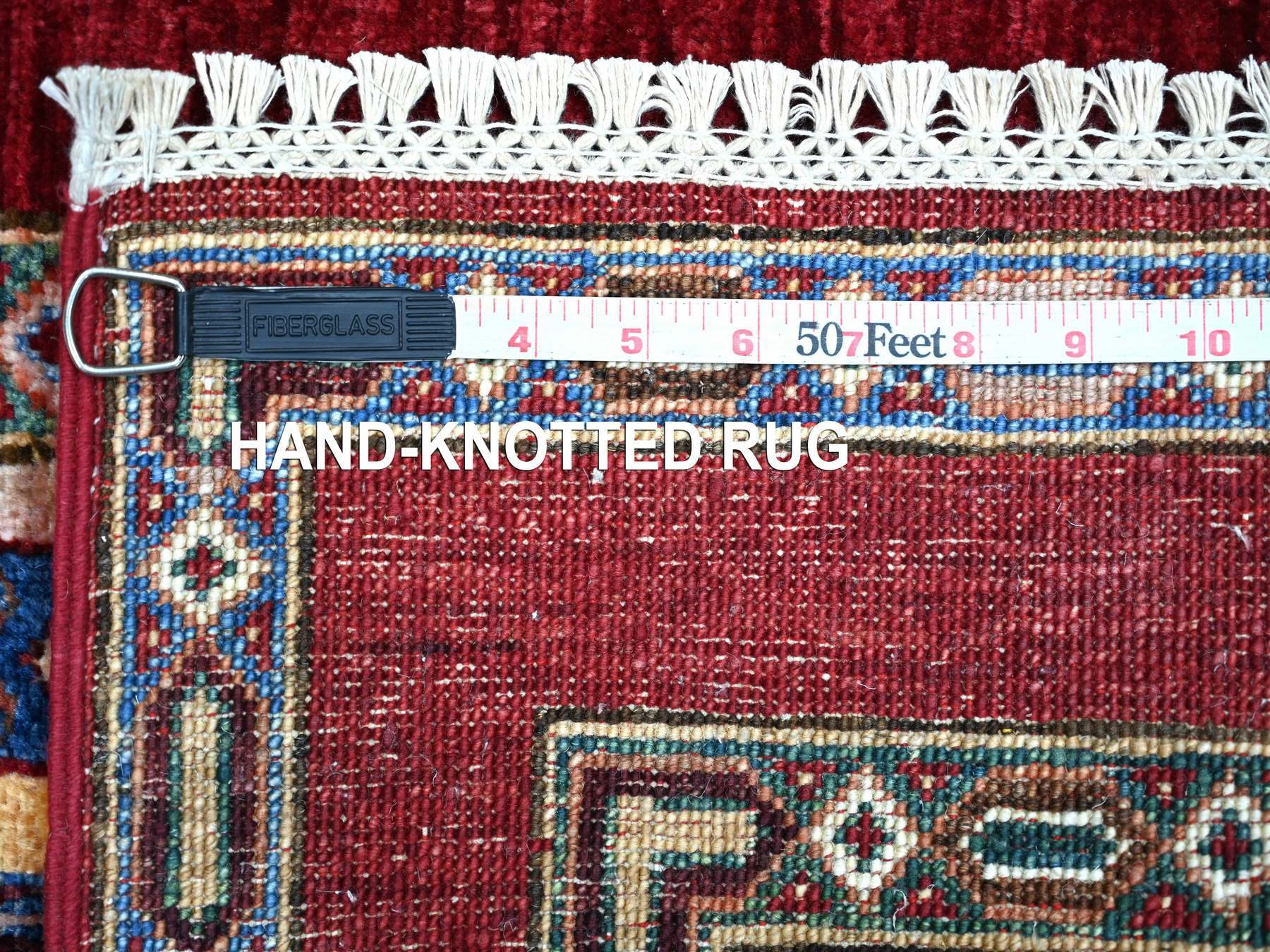Kazak Tribal & Geometric hand-knotted wool runner in Red & Colorful, 2' x 6'1" — SKU O022208 (view 6)