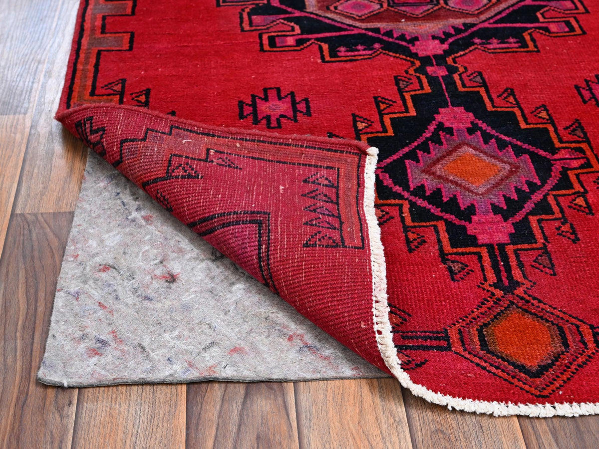 Vintage hand-knotted wool runner in Red, 3'1" x 12'4" — SKU O02220 (view 3)