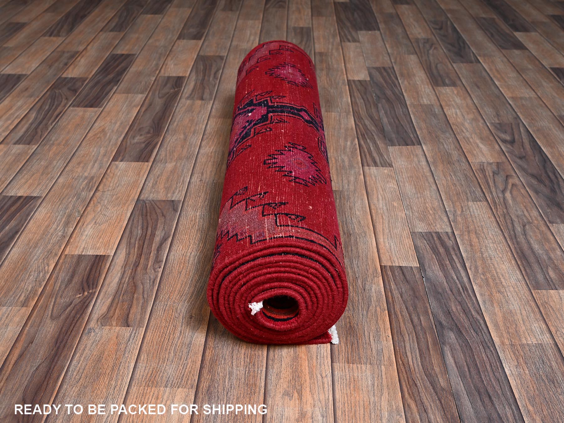 Vintage hand-knotted wool runner in Red, 3'1" x 12'4" — SKU O02220 (view 5)