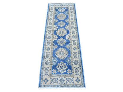 Blue 2'0" x 5'8" Kazak Hand knotted Wool Rug - Sku: O022212