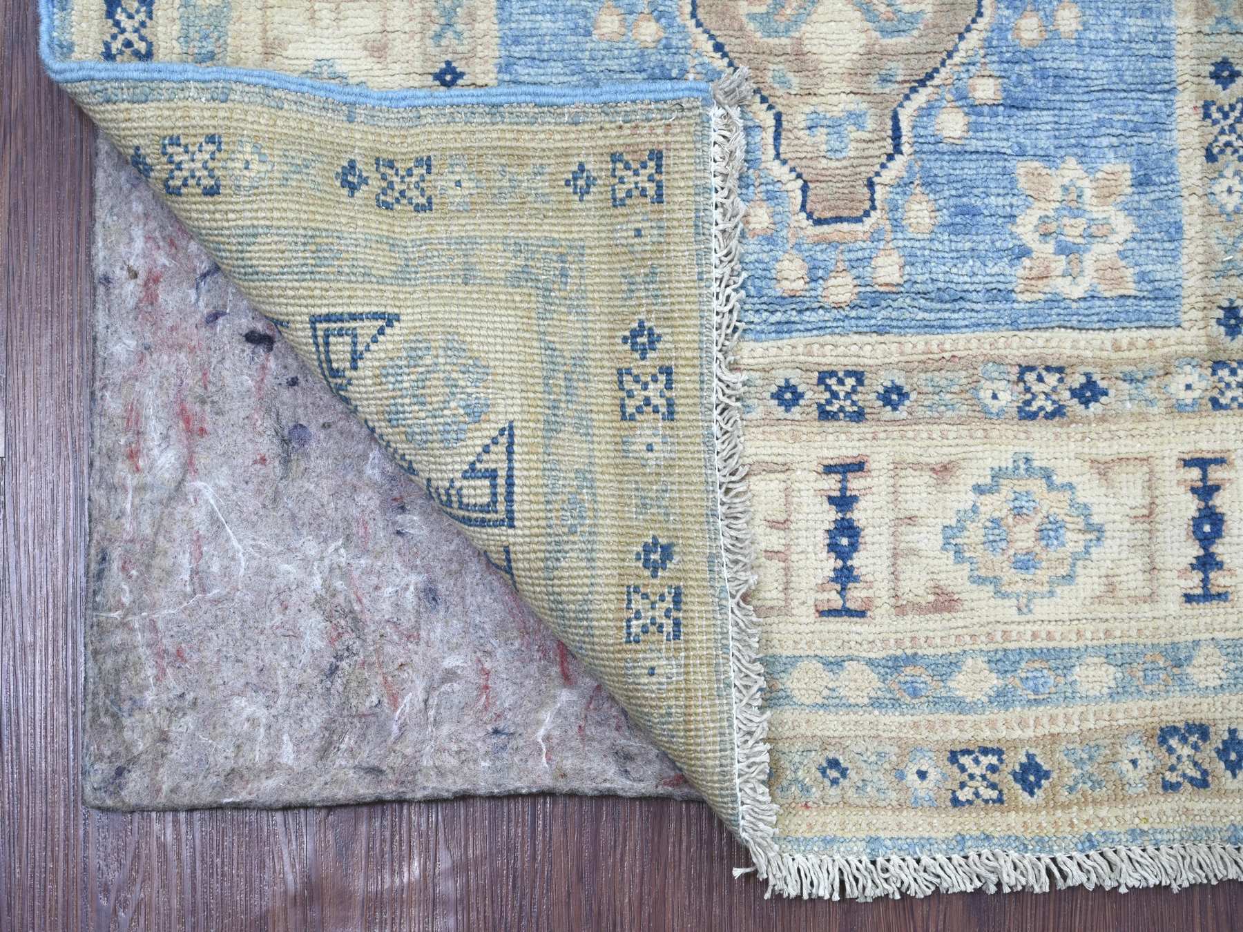Blue 2'8" x 9'7" Kazak Hand knotted Wool Rug - Sku: O022214