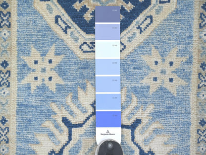 Blue 2'8" x 9'7" Kazak Hand knotted Wool Rug - Sku: O022214