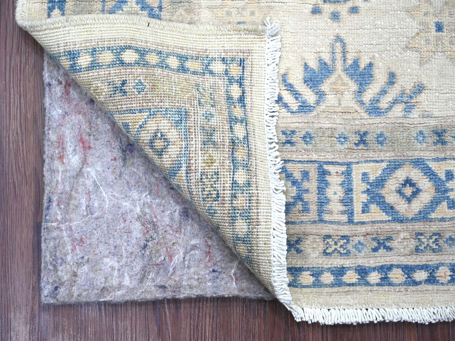 Kazak Kazak hand-knotted wool runner in Ivory & Blue, 2'6" x 5'3" — SKU O022215 (view 2)