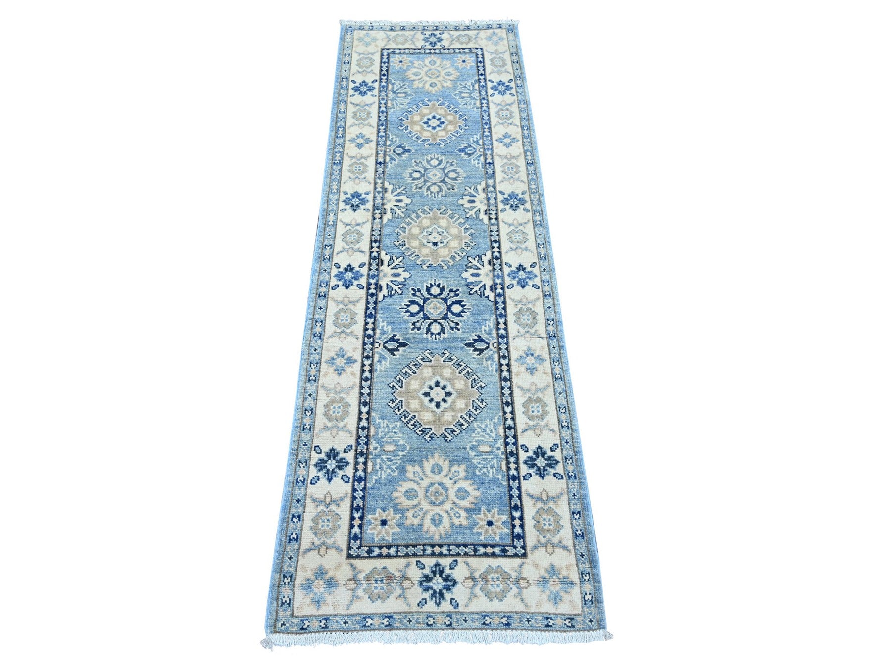 Blue 1'11" x 6'1" Kazak Hand knotted Wool Rug - Sku: O022219
