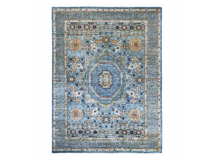 Blue 9'11" x 14'1" Mamluk Hand knotted Wool Rug - Sku: O022220