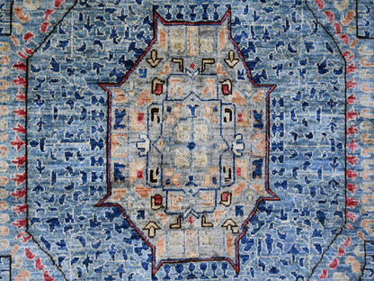 Blue 9'11" x 14'1" Mamluk Hand knotted Wool Rug - Sku: O022220