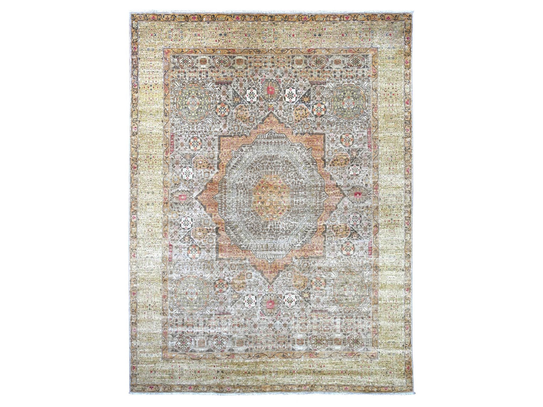 Grey 9'11" x 13'0" Mamluk Hand knotted Wool Rug - Sku: O022221