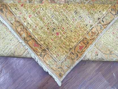 Mamluk Mamluk hand-knotted wool rug in Gray & Green, 9'11" x 13' — SKU O022221 (view 6)