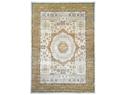 Mamluk Mamluk hand-knotted wool rug in Ivory & Brown, 9'10" x 13'9" — SKU O022223