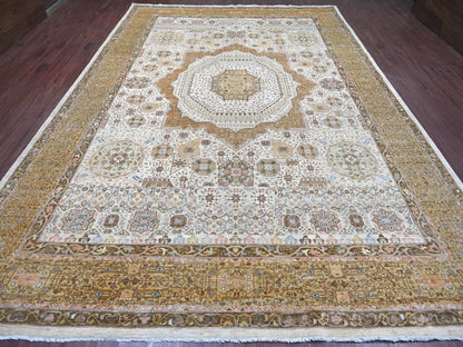 Mamluk Mamluk hand-knotted wool rug in Ivory & Brown, 9'10" x 13'9" — SKU O022223 (view 2)