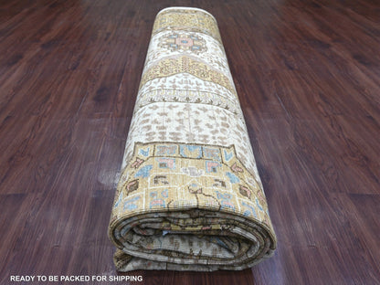 Mamluk Mamluk hand-knotted wool rug in Ivory & Brown, 9'10" x 13'9" — SKU O022223 (view 9)