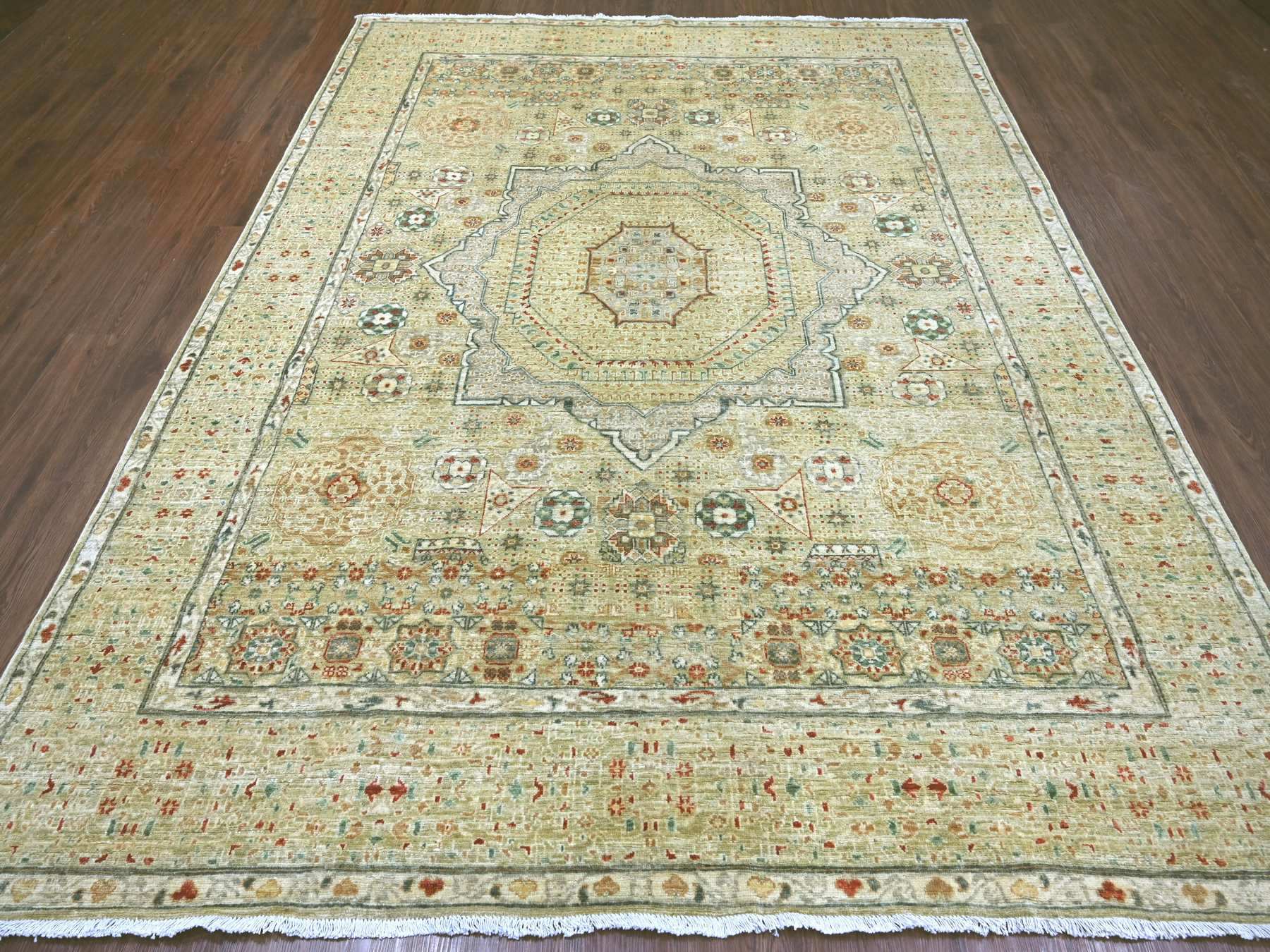 Green 7'11" x 10'1" Mamluk Hand knotted Wool Rug - Sku: O022225