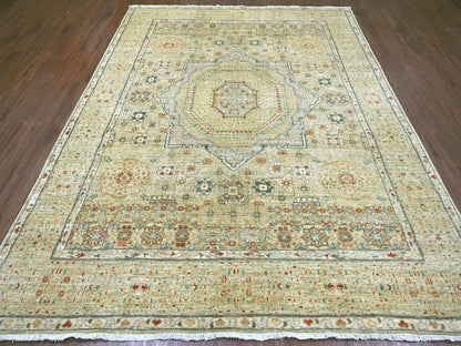 Green 7'11" x 10'1" Mamluk Hand knotted Wool Rug - Sku: O022225