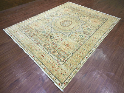 Green 7'11" x 10'1" Mamluk Hand knotted Wool Rug - Sku: O022225