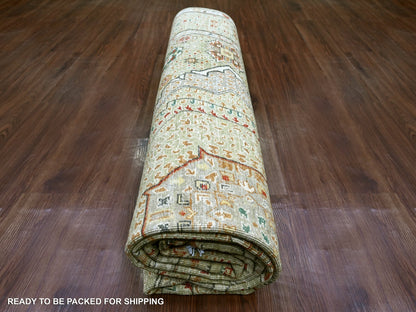 Green 7'11" x 10'1" Mamluk Hand knotted Wool Rug - Sku: O022225
