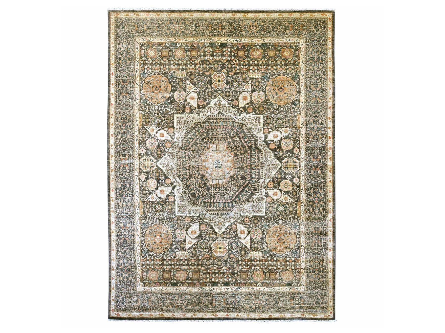 Mamluk Mamluk hand-knotted wool rug in Gray, 8'11" x 12' — SKU O022226