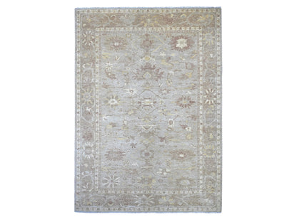Grey 8'8" x 11'11" Oushak And Peshawar Hand knotted Wool Rug - Sku: O022227