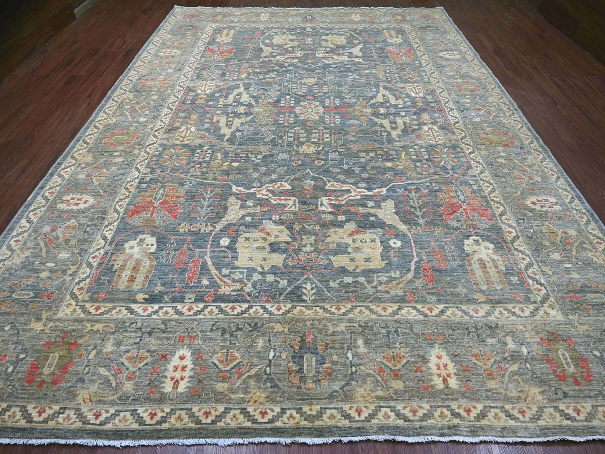 Peshawar Oushak hand-knotted wool rug in Gray, 10' x 13'9" — SKU O022228 (view 2)