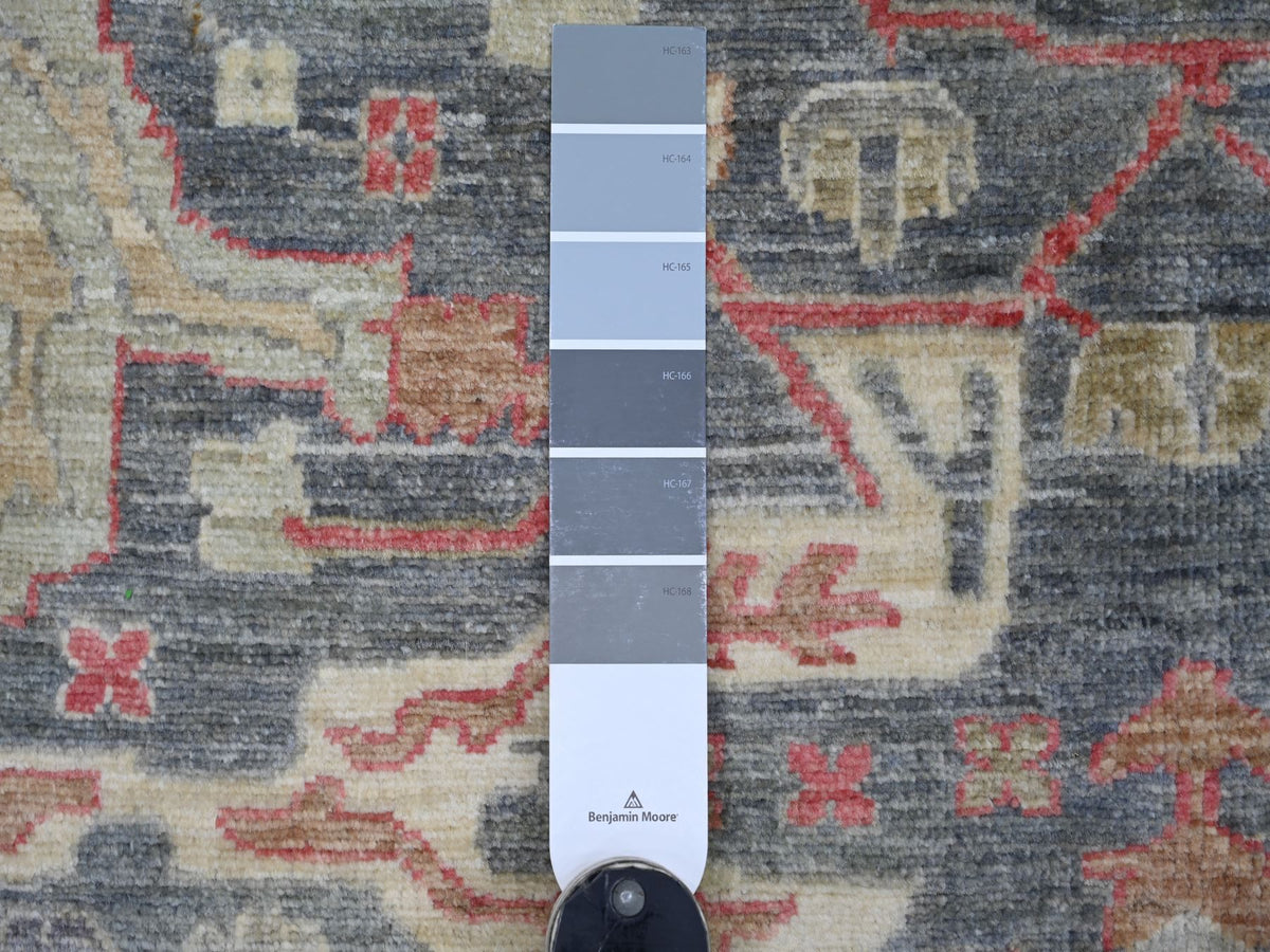 Peshawar Oushak hand-knotted wool rug in Gray, 10' x 13'9" — SKU O022228 (view 7)